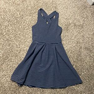 Girls Zunie Navy with White Stripes Dress